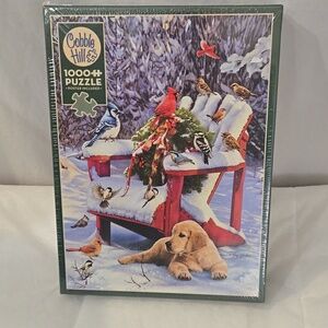 Cobble Hill Red Adirondack Chair Winter Puzzle - 1000+ Piece